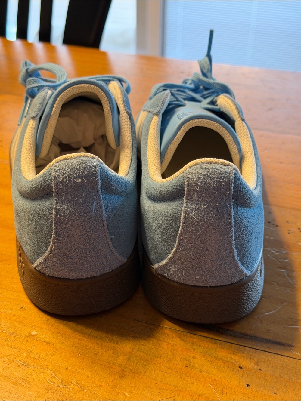 NWT adidas VL Court 2.0 Light Blue Suede Sneakers with white stripes men’s 9.5 - Picture 4 of 8
